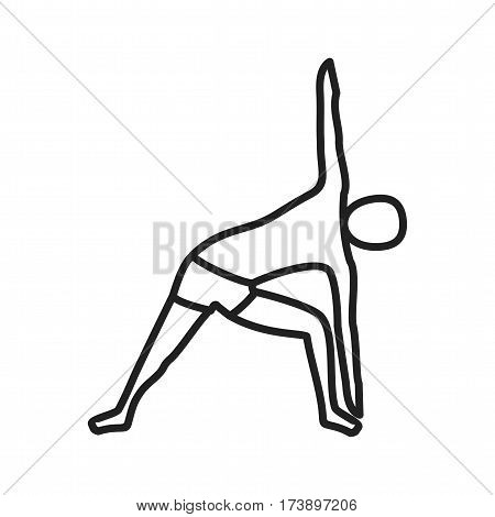 Pose, triangle, left icon vector image. Can also be used for yoga poses. Suitable for mobile apps, web apps and print media.