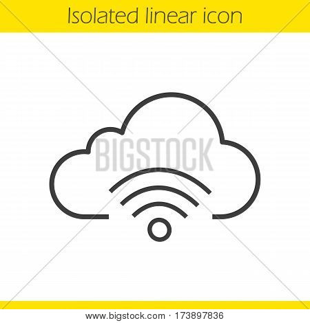 Cloud computing wifi connection linear icon. Thin line illustration. Wifi signal contour symbol. Vector isolated outline drawing