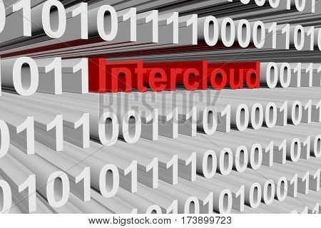 intercloud in the form of binary code, 3D illustration