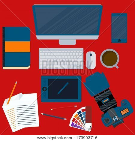 Vector illustration of a workplace designer. Stock vector