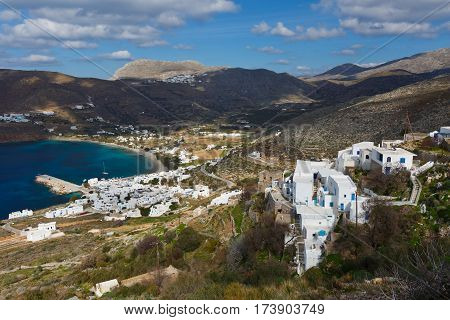 Aegiali village as seen from the hiking trail, Amorgos island.
