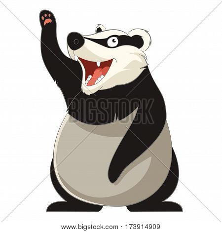 Vector image of the Cartoon smiling Badger