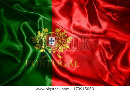 Portugal National Flag With Country Name Written On It 3D Illustration