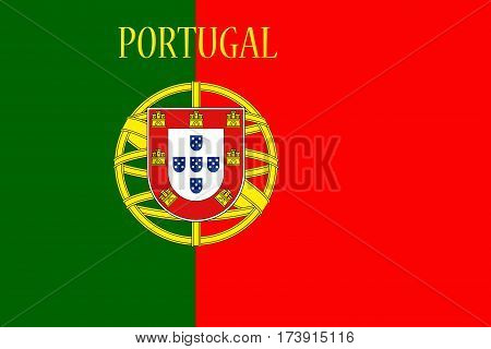 Portugal National Flag With Country Name Written On It 3D Illustration