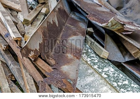 Builders Rubble Stacked And Ready For Collection And Removal