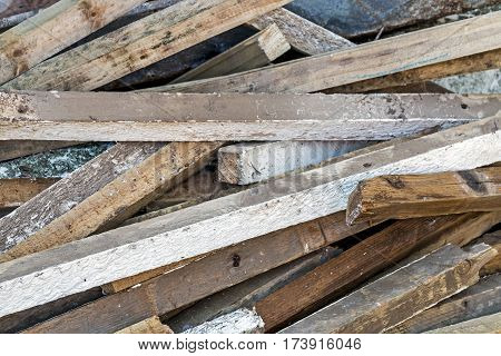 Builders Rubble Stacked And Ready For Collection And Removal