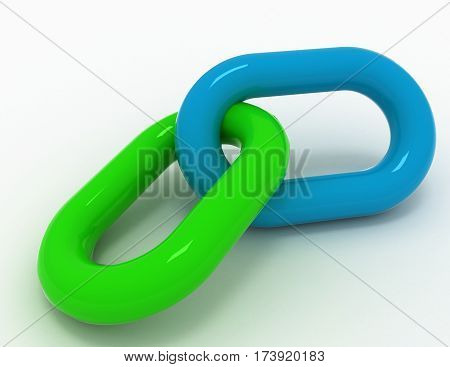 Chain Link Concept .3D Illustration On White Background