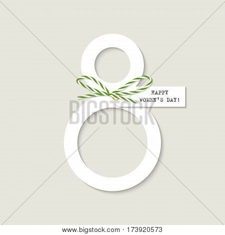 International womens day greeting card with green bakers twine bow