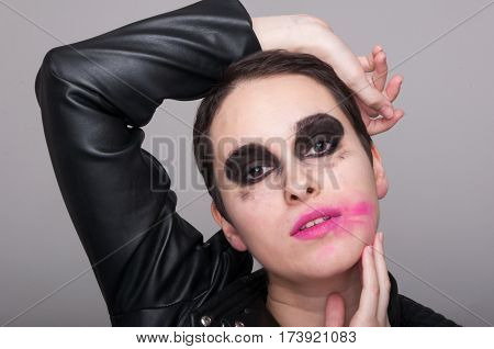 Fashion Portrait Of Young Female With Excentric Makeup