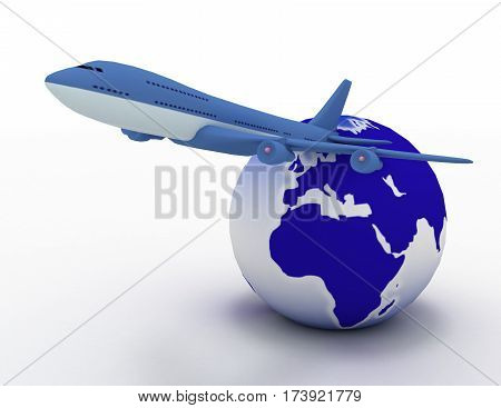 3D Aircraft And Earth Globe