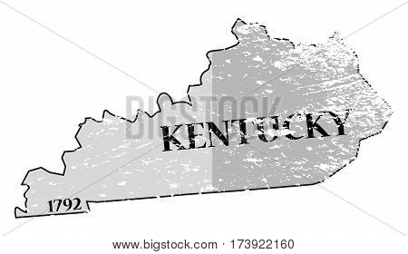 Kentucky State And Date Map Grunged