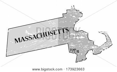 Massachusetts State And Date Map Grunged