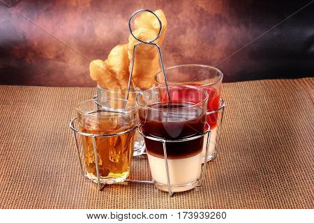 Thai Traditional Milk Coffee And Milk Tea And  Patongko .