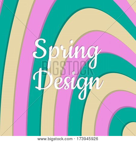 Spring wavy colorful abstract background. Clean minimalistic design. Pattern in 3 vernal colors. Flat vector illustration.
