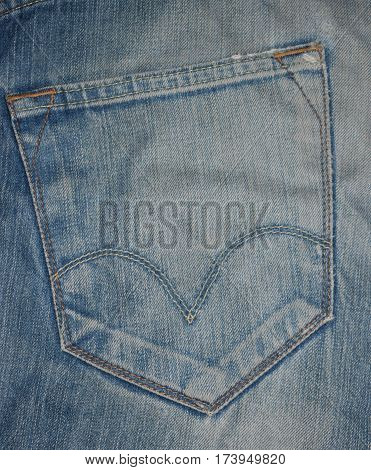 Jeans pocket close up shot blue pocket