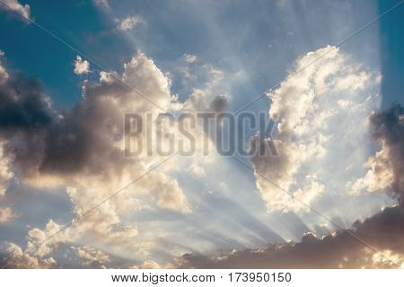 Sunlight with Cloudy Blue Sky Beautiful Scene