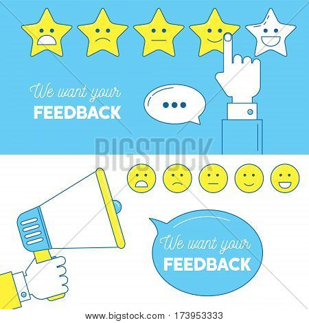 Feedback Emoticon Scale Banners.