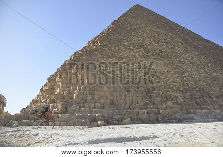 CAIRO EGYPT - January 22 2013: Giza Pyramids in Cairo Egypt