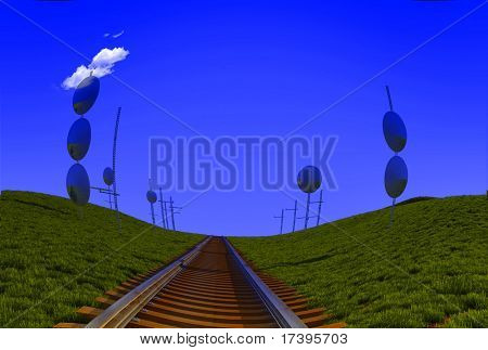 Ferroviária na grama verde