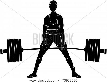 male athlete power lifter deadlift in power lifting black silhouette
