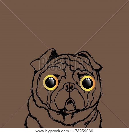 pug dog vector breed illustration purebred animal