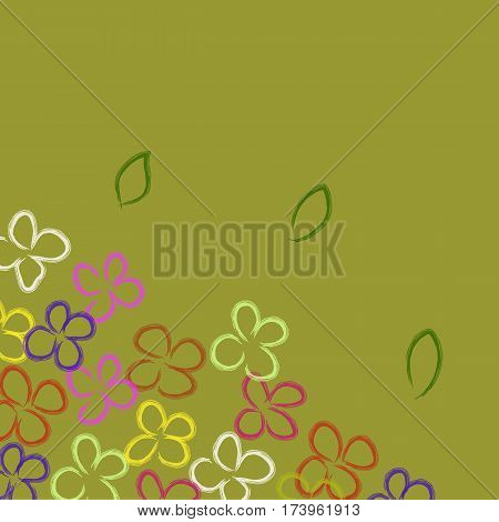 Abstract pattern consisting of colored lines on a yellow background