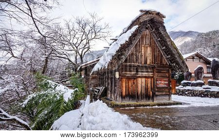 Winter Scenery In Shirakawago Village, Japan