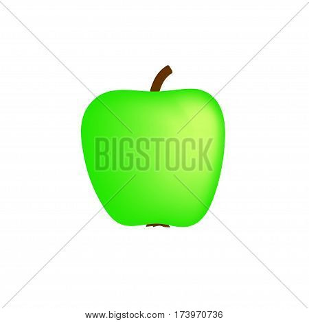Simple green apple on a write backgraund