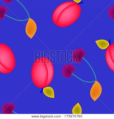 Purple cherry pink and apricot on a blue background