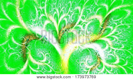 Frostwork. Magical tree of life. 3D surreal illustration. Sacred geometry. Mysterious psychedelic relaxation pattern. Fractal abstract texture. Digital artwork graphic astrology magic