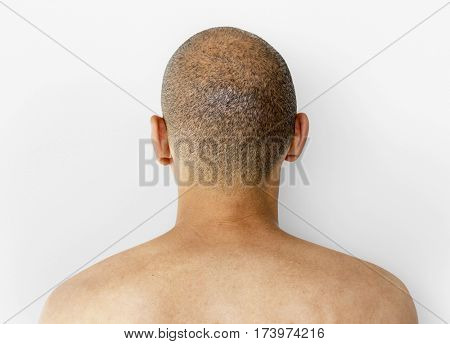 A Man Back View with Skinhead