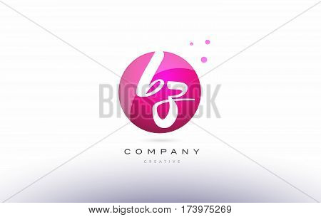 Bz B Z  Sphere Pink 3D Hand Written Alphabet Letter Logo