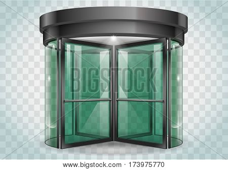 Revolving door shopping center railway station . Vector graphics with transparency effects