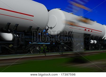 Carro de caminhão-tanque na ferrovia.