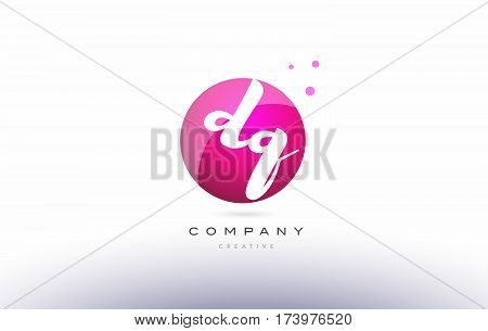 Dq D Q  Sphere Pink 3D Hand Written Alphabet Letter Logo
