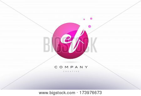 Ef E F  Sphere Pink 3D Hand Written Alphabet Letter Logo