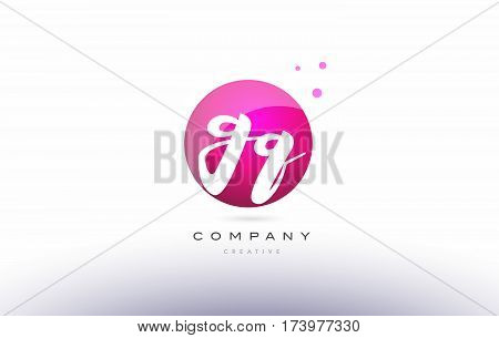 Gq G Q  Sphere Pink 3D Hand Written Alphabet Letter Logo