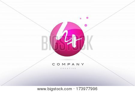 Hx H X  Sphere Pink 3D Hand Written Alphabet Letter Logo