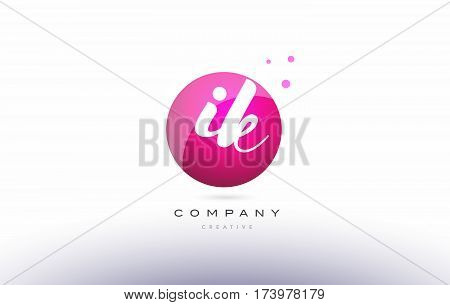 Ik I K  Sphere Pink 3D Hand Written Alphabet Letter Logo