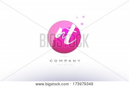 Nt N T  Sphere Pink 3D Hand Written Alphabet Letter Logo