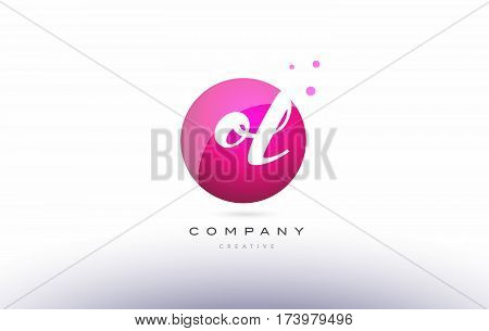 Ol O L  Sphere Pink 3D Hand Written Alphabet Letter Logo