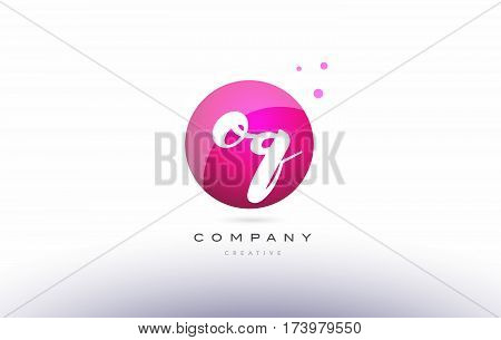 Oq O Q  Sphere Pink 3D Hand Written Alphabet Letter Logo