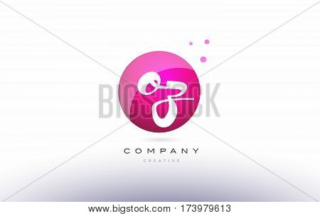 Oz O Z  Sphere Pink 3D Hand Written Alphabet Letter Logo