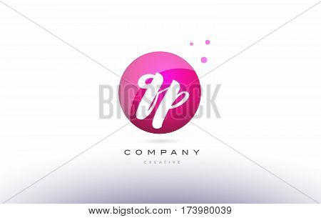 Qp Q P  Sphere Pink 3D Hand Written Alphabet Letter Logo
