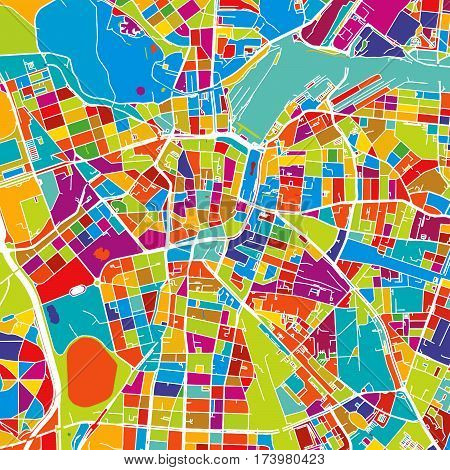 Leipzig, Germany Colorful Vector Map