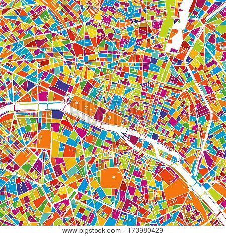 Paris, France, Colorful Vector Map