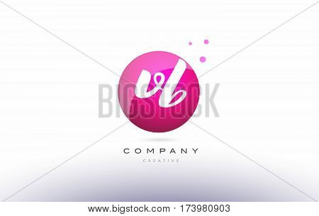 Vb V B  Sphere Pink 3D Hand Written Alphabet Letter Logo