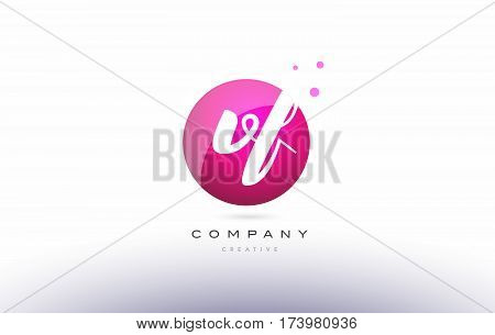 Vf V F  Sphere Pink 3D Hand Written Alphabet Letter Logo