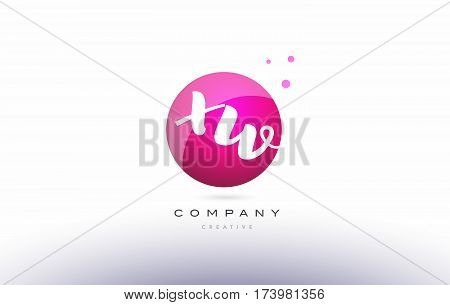 Xw X W  Sphere Pink 3D Hand Written Alphabet Letter Logo