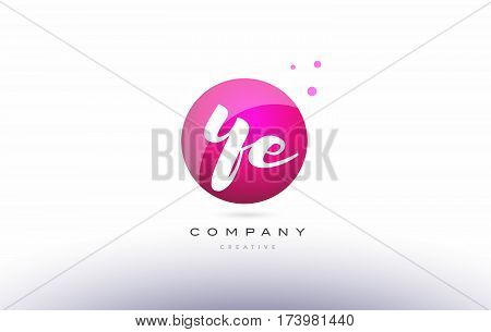 Ye Y E  Sphere Pink 3D Hand Written Alphabet Letter Logo